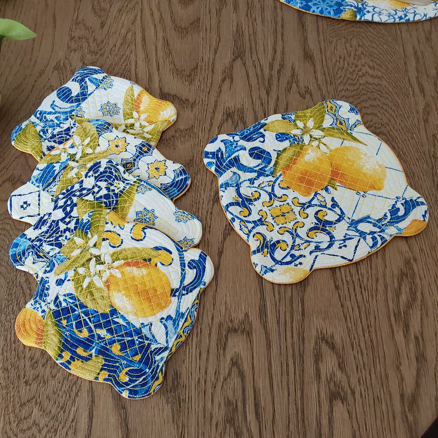 Set of Quilted Lemon Coasters