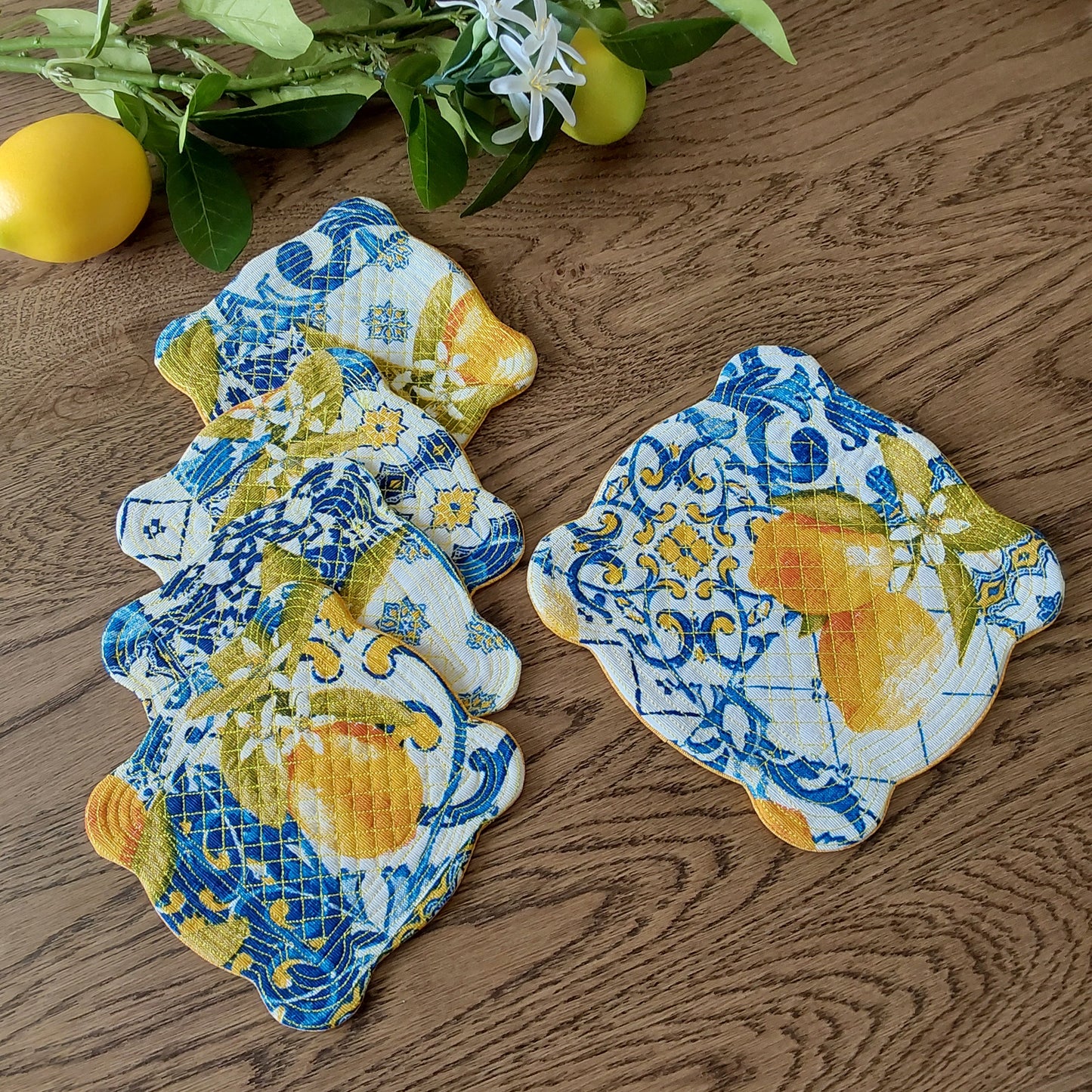 Set of Quilted Lemon Coasters
