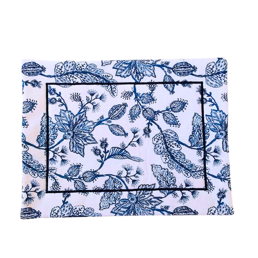 Blue and White Quilted Rectangular Placemats