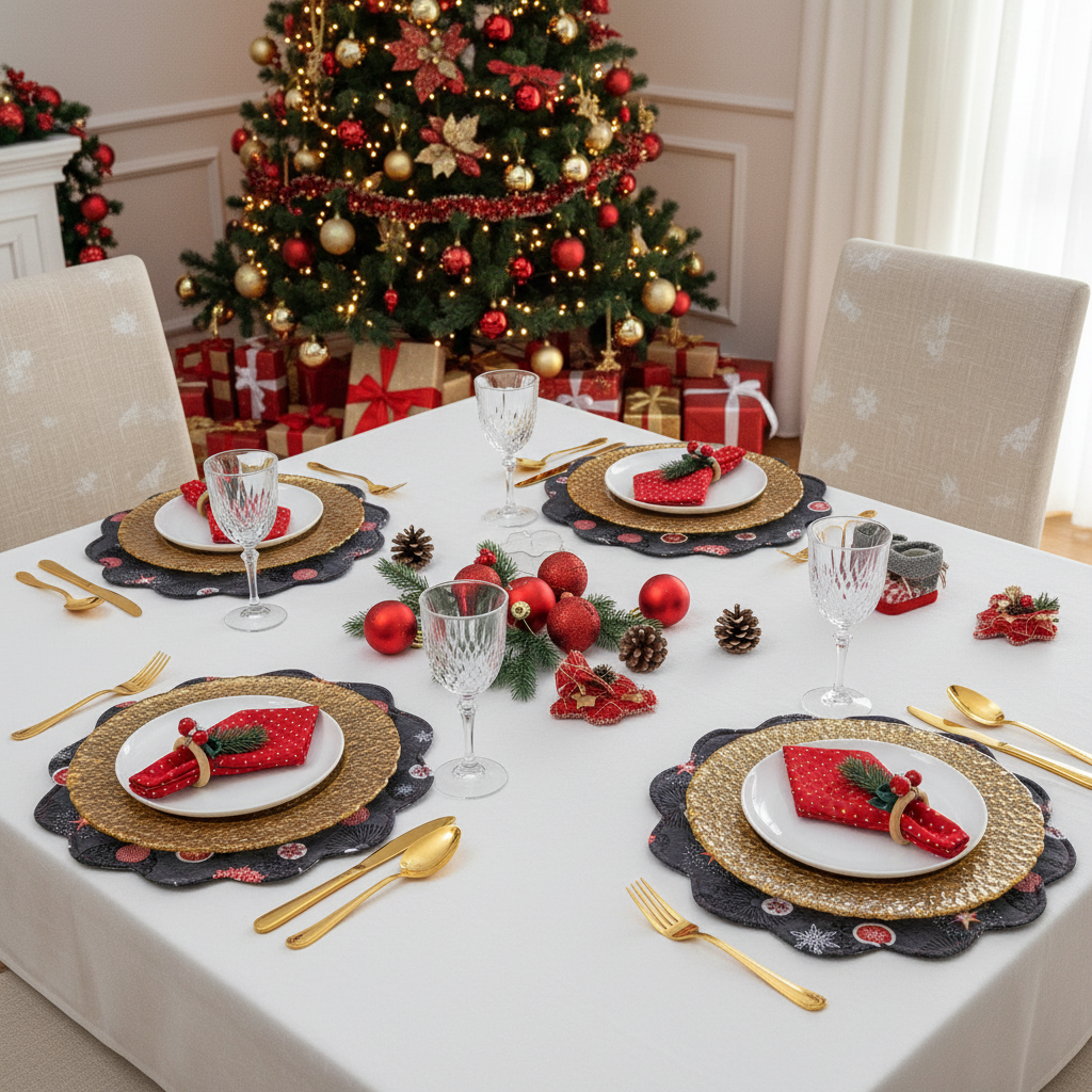 Namizne podloge v prazničnem, božičnem potisku