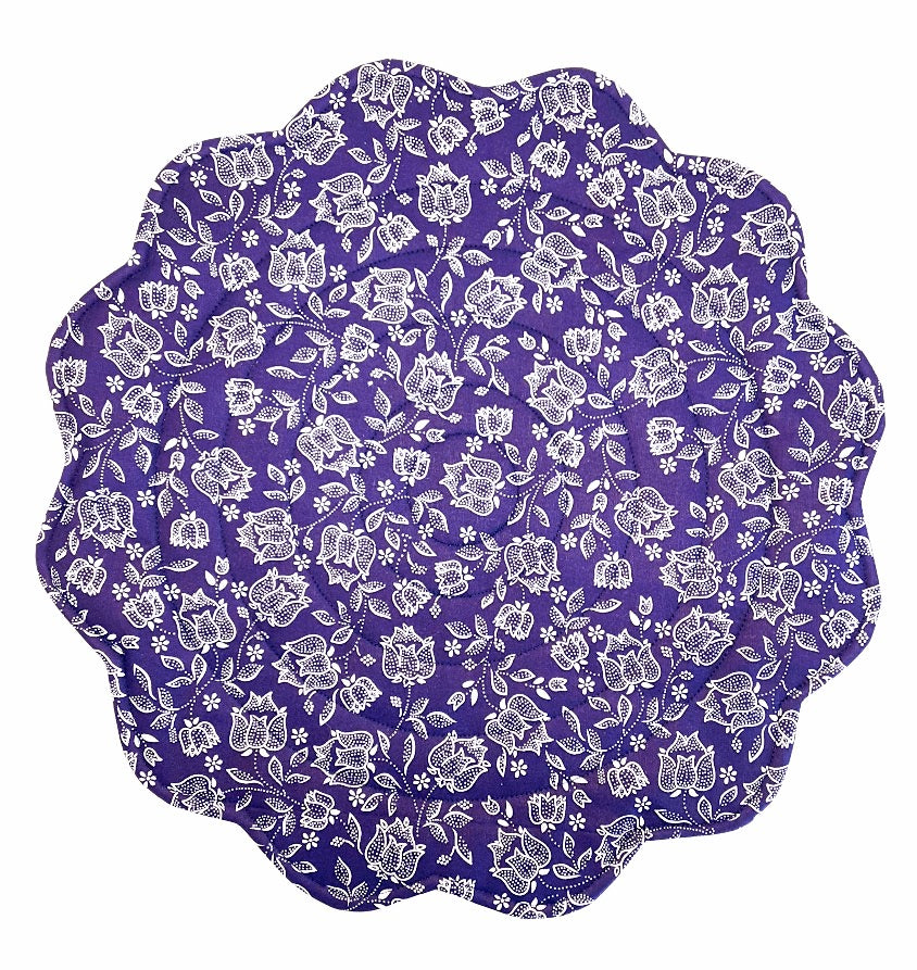 Blue Round Placemats with tiny floral print