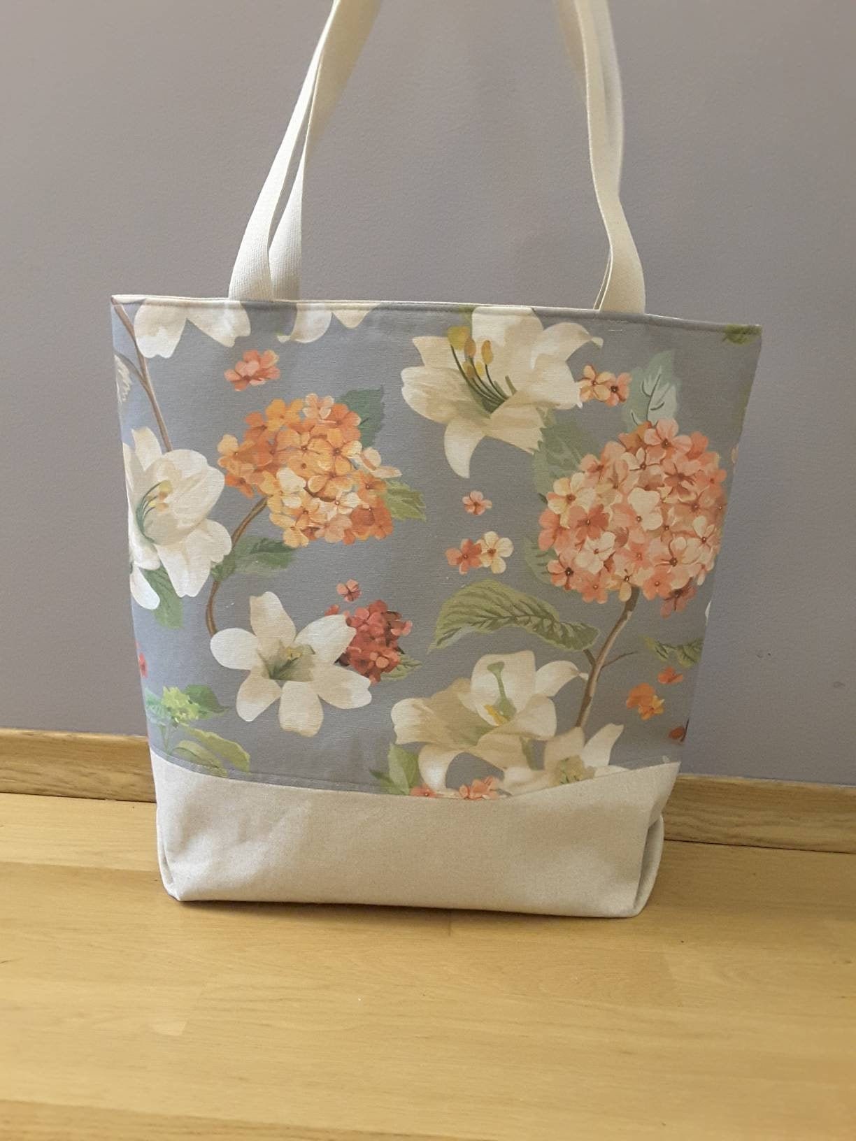 Large Floral Print Shopping Bag