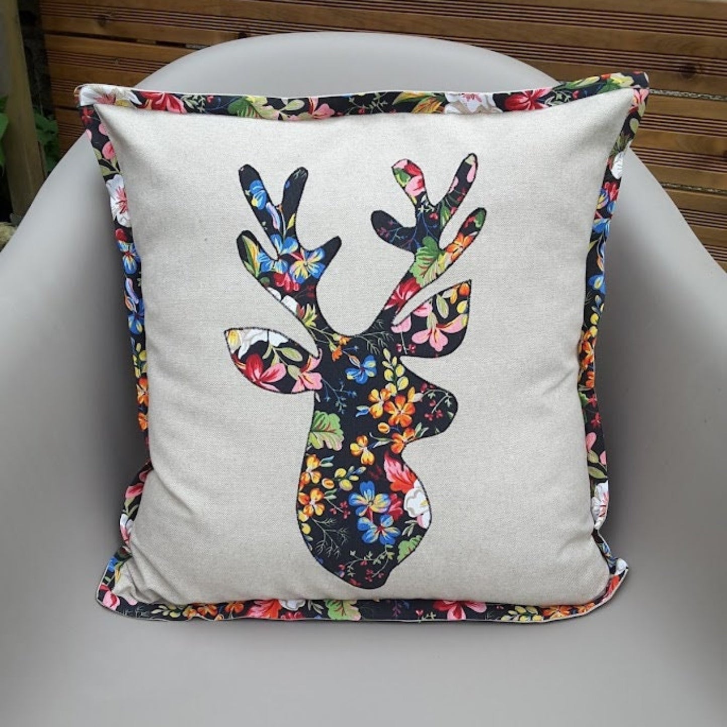 Pillow Cover with Deer Antler Applique