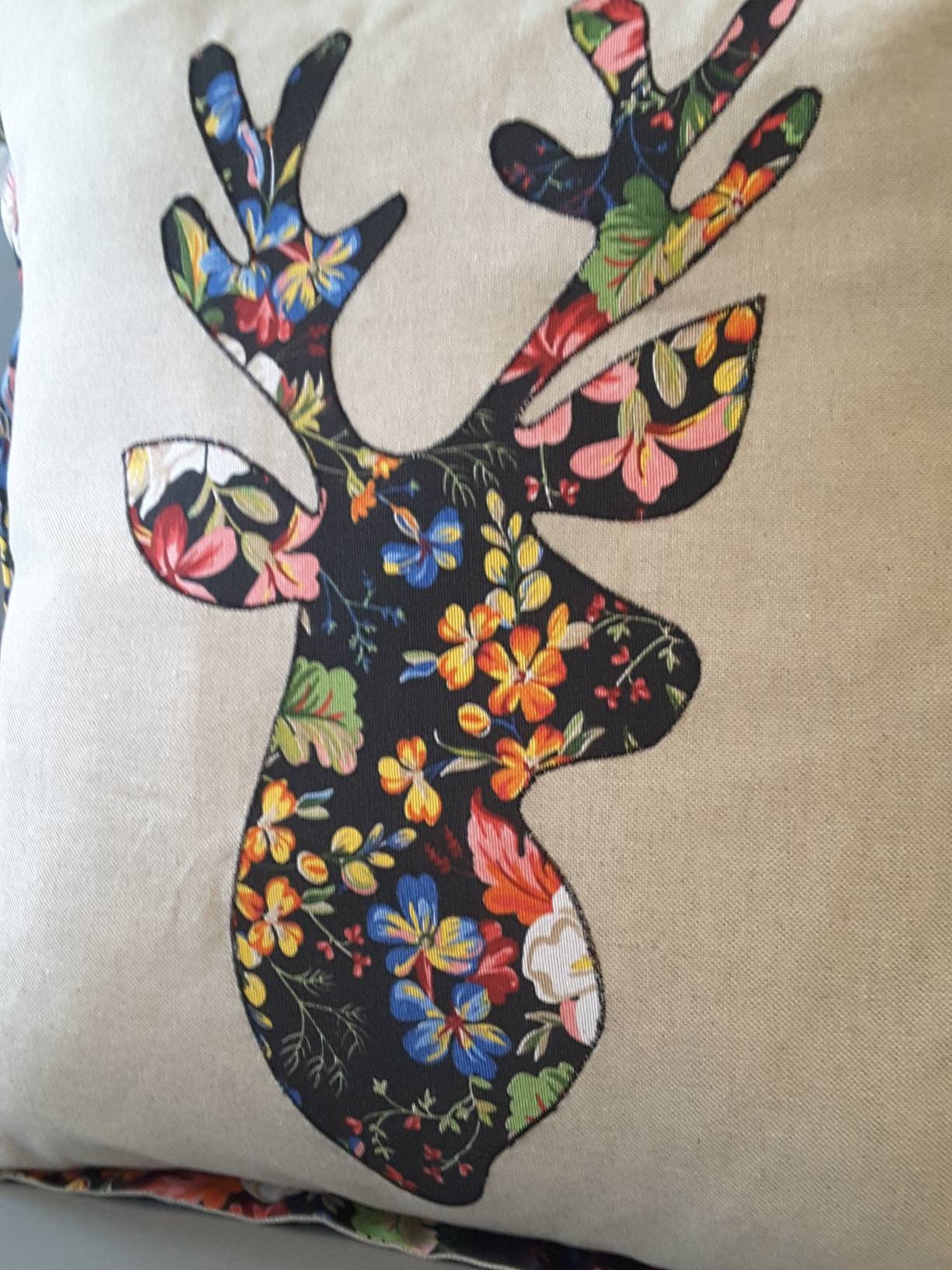 Pillow Cover with Deer Antler Applique