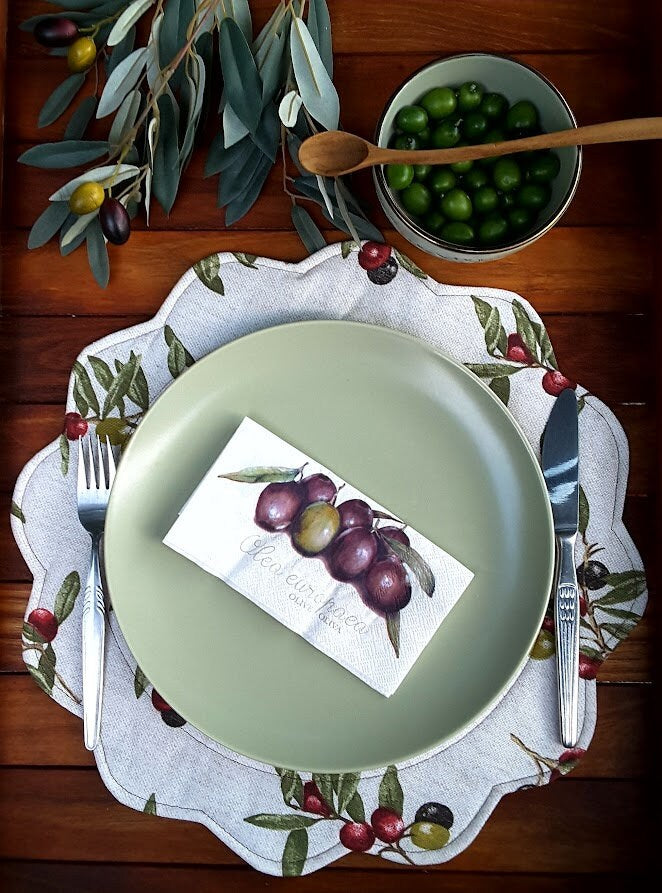 Quilted Placemats in Olive Print