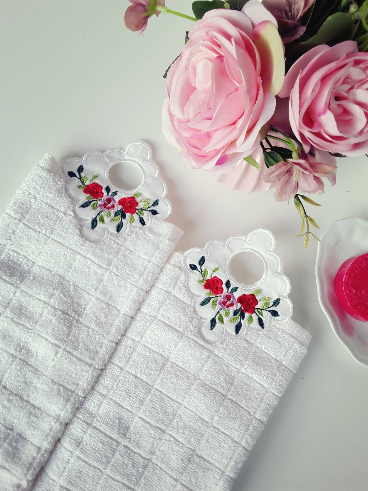 Set Of Two Embroidered Hand Towels