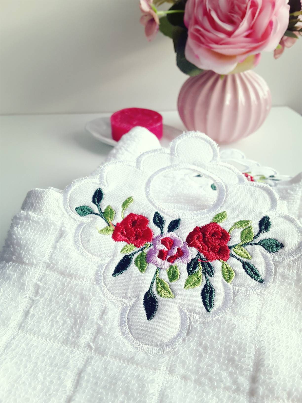 Set Of Two Embroidered Hand Towels