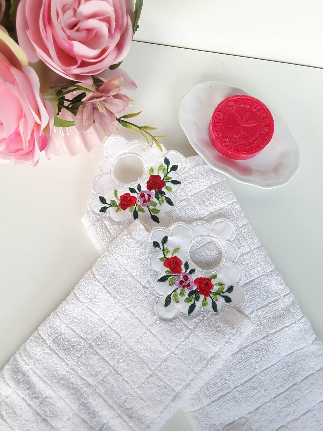 Set Of Two Embroidered Hand Towels