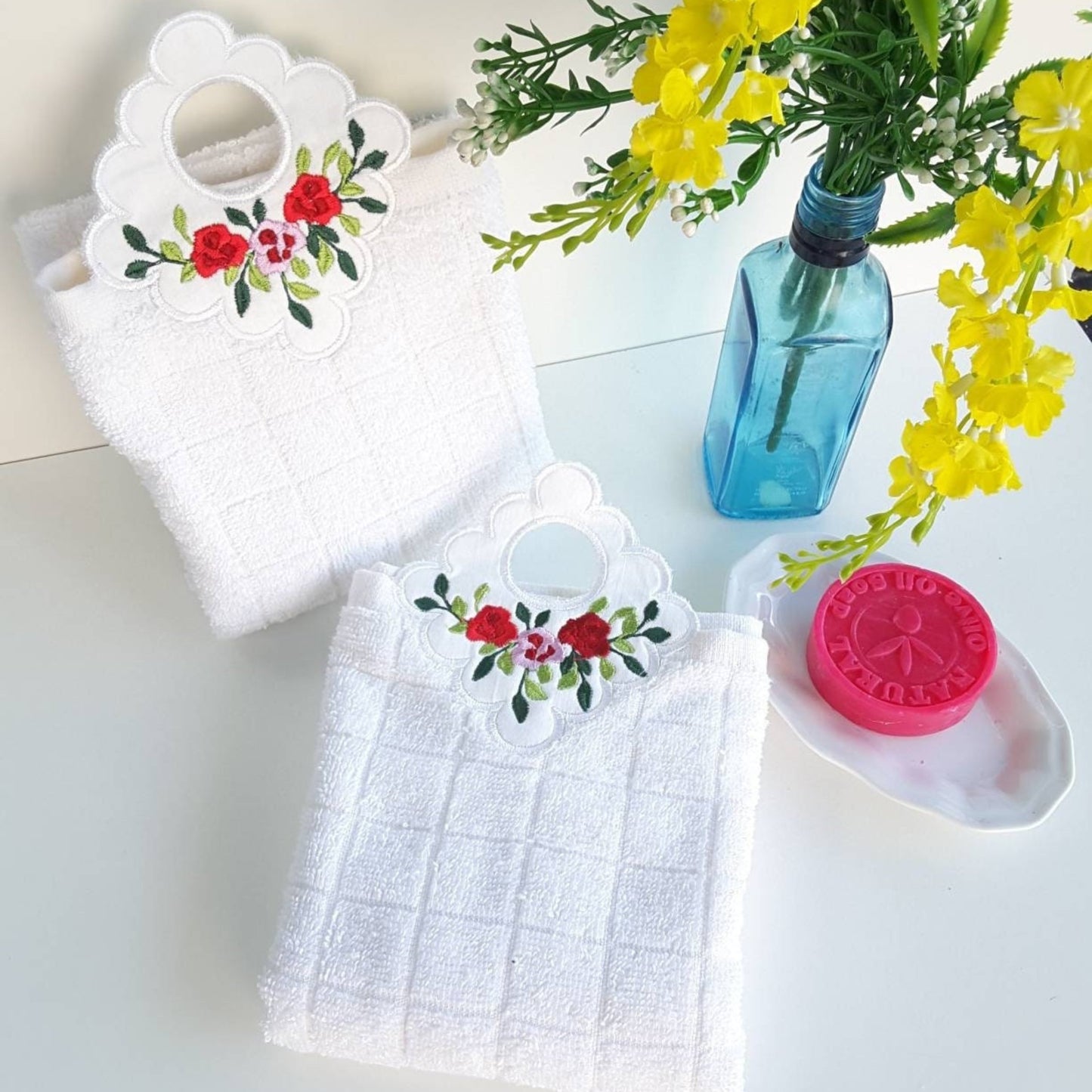 Set Of Two Embroidered Hand Towels