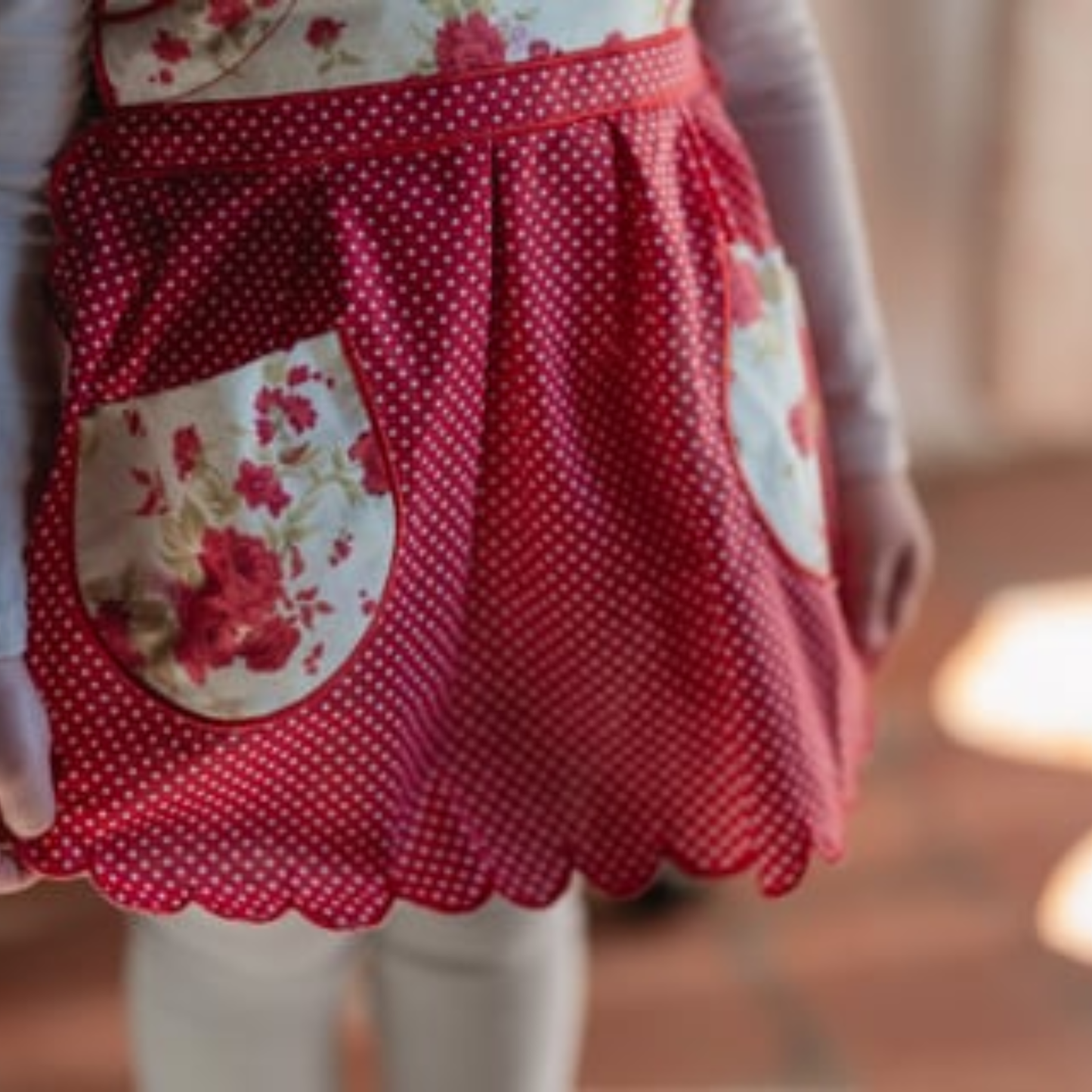 Girls Apron in Floral Print with Matching Headband